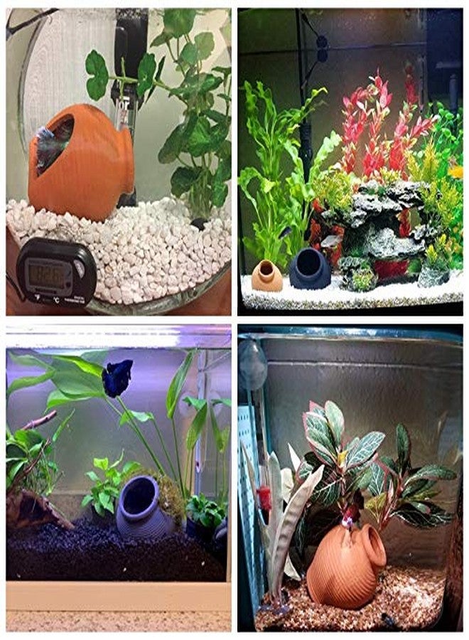 Saim Ceramic Jar Aquarium Decorations Fish Tank Cave Breeding Cones Cave Fish Tank Ornaments for Betta Fish Amano Shrimp Cichlid Bonsai to Play, Hide and Rest,Yellow - Image 4