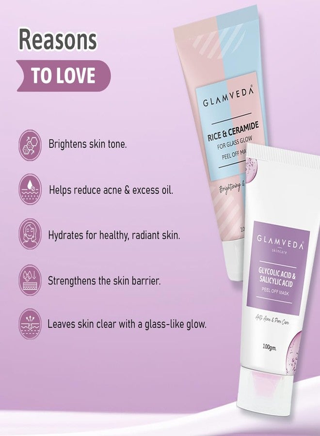 GLAMVEDA Rice & Ceramide And Glycolic & Salicylic Anti Acne Peel Off Face Mask (200 ml) | For Oily & Acne Prone Skin | Oil balancing, Deep Cleansing | Blackhead & Pore care - Image 2