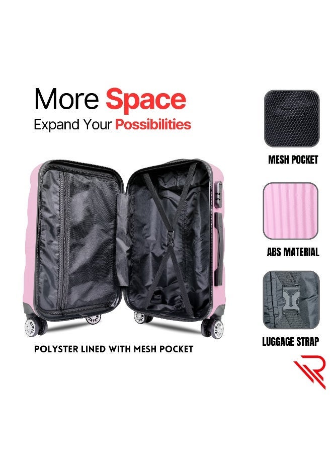 Reflection ABS Cabin Luggage Airline Approved, Lightweight 20 Inch Luggage- 360° Silent Wheels, ABS Hard Suitcase Trolley, Spinner Wheels, Travel Luggage  (20-Inch , Pink) - Image 3
