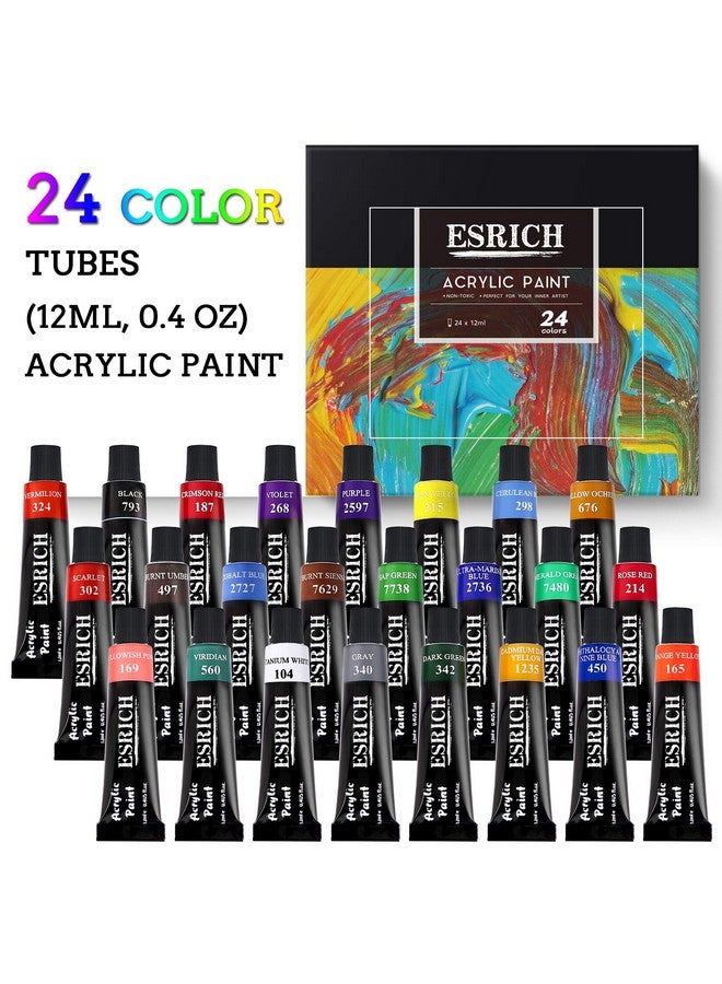 إيريش مجموعة طلاء أكريليك، 46 قطعة من لوازم الرسم الاحترافية مع فرش الطلاء، طلاء أكريليك، حامل، قماش، لوحة، سكاكين طلاء، كوب فرشاة وإسفنج فني للهواة والمبتدئين - Image 3
