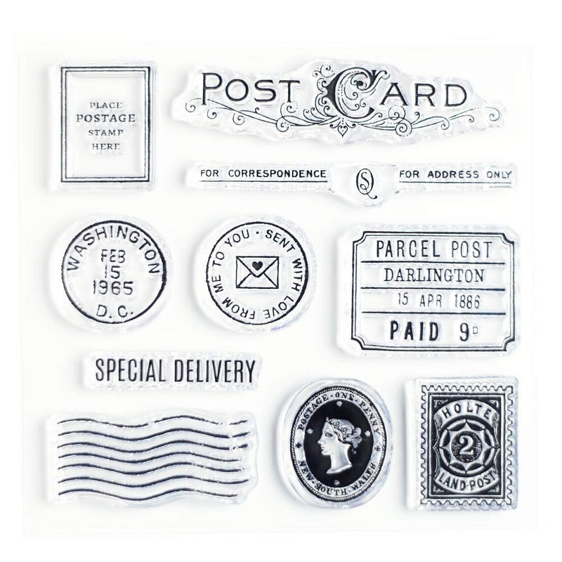 Wintertime Crafts Special Delivery Clear Stamps 4x4 inch by Wintertime Crafts for Scrapbooking Art Journals and Letter Writing Postcard and Postage Stamps 