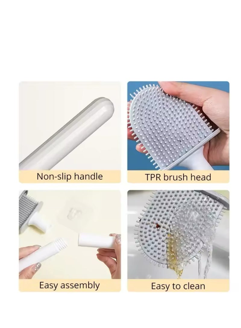 BLUE CORAL Flexible Silicone Toilet Brush with Holder Bathroom Leakproof Soft Toilet Bowl Cleaner Brush Wall Mounted Toilet Cleaning Brush  - Image 3