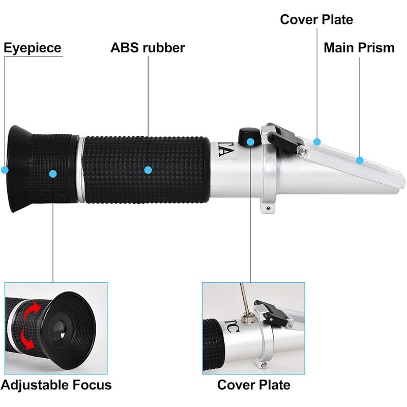 Portable Brix Refractometer with ATC, Accurate Dual Scale Brix Meter Specific Gravity SG Wort 1.000-1.130 & Brix 0-32%, High Precision Sugar Level Tester in Wine Making, Beer Brewing, Home Brew Kit - Image 5