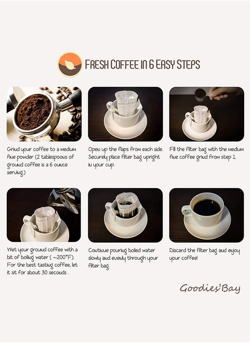 yIFeNG 50 Pcs Portable Coffee Filter Bag with Hanging Ear Design Disposable Drip Coffee Filter Paper Bag  - Image 4