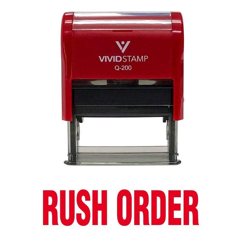 Vivid Stamp Rush Order Self Inking Rubber Stamp Red Ink  Medium