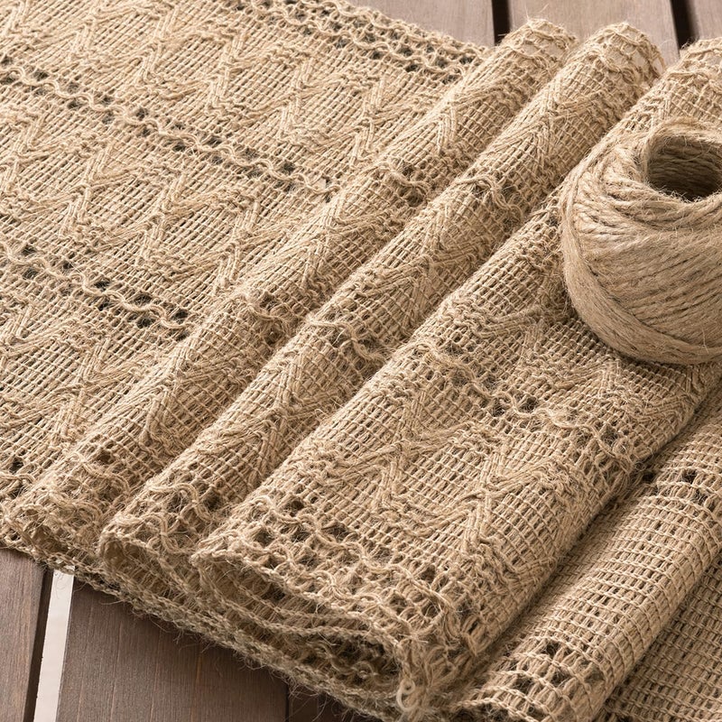 Socomi Boho Table Runner Easter Spring Farmhouse Burlap Jute Bamboo Rustic Dining Kitchen Centerpiece Decor Small Macrame Woven Coffee Table Runner for Dresser Scarf Home Decor 12x72 inch - Image 3