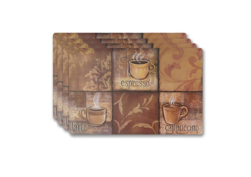 Popular Bath Popular Home Stylish Place Mats Coffee Tiles Kitchen dcor with Premium Polypropylene Material Stain resistan Design Your Kitchen Table with Lavish Design with Perfect with Coffee Tiles Set of 4