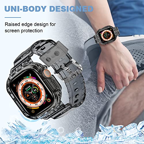 XYF Compatible for Crystal Clear Apple Watch Ultra 3 2 Bands 49mm, Bumper Case for Men Women Jelly Sport Cover Strap for iWatch Ultra 3 2 Series 11 10 9 8 7 SE 6 5 4 3 (ClearBlack, 49) - Image 5