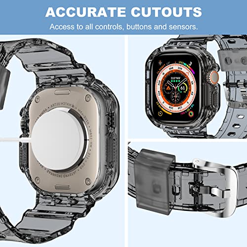 XYF Compatible for Crystal Clear Apple Watch Ultra 3 2 Bands 49mm, Bumper Case for Men Women Jelly Sport Cover Strap for iWatch Ultra 3 2 Series 11 10 9 8 7 SE 6 5 4 3 (ClearBlack, 49) - Image 4