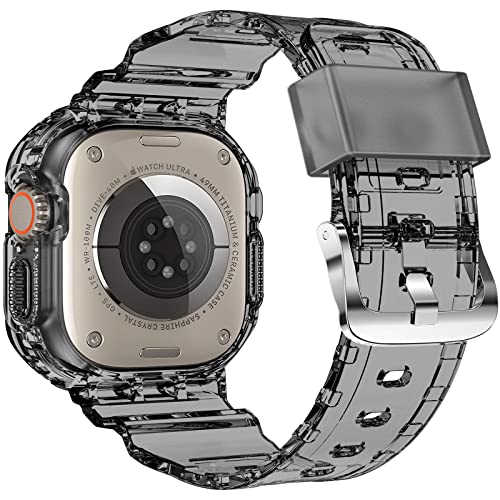 XYF Compatible for Crystal Clear Apple Watch Ultra 3 2 Bands 49mm, Bumper Case for Men Women Jelly Sport Cover Strap for iWatch Ultra 3 2 Series 11 10 9 8 7 SE 6 5 4 3 (ClearBlack, 49) - Image 2