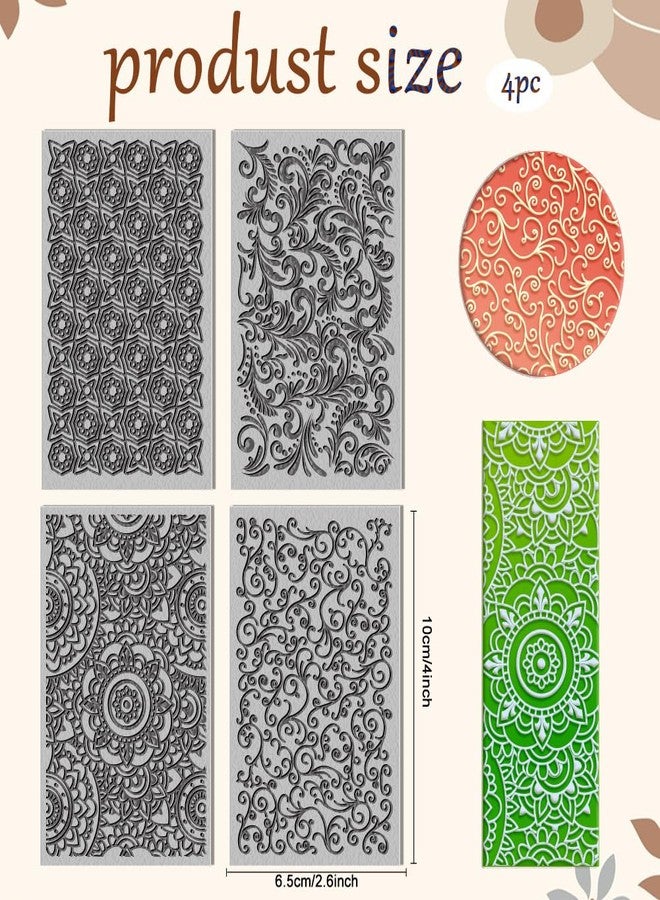 CHGCRAFT 4 Sheets 4 Styles Simple Pattern Clay Texture Mat Retro Geometric Polymer Clay Texture Sheets DIY Tools for Earring Jewelry Making, 4x2.6inch - Image 2