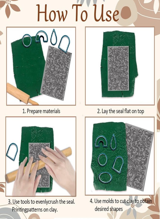 CHGCRAFT 4 Sheets 4 Styles Simple Pattern Clay Texture Mat Retro Geometric Polymer Clay Texture Sheets DIY Tools for Earring Jewelry Making, 4x2.6inch - Image 3