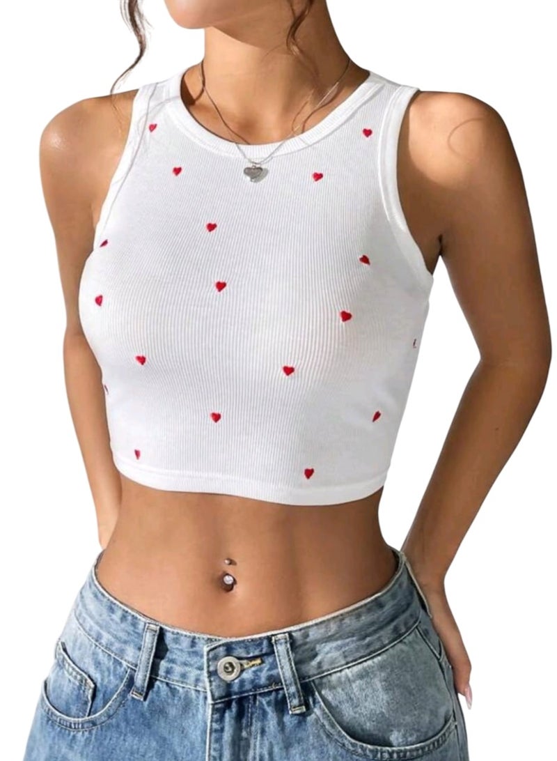 Basic ribbed top with attractive hearts, crop top with wide shoulders, elegant lilac women's top. Enter the world of beauty and make you the queen of fashion  Code 4007  - Image 1