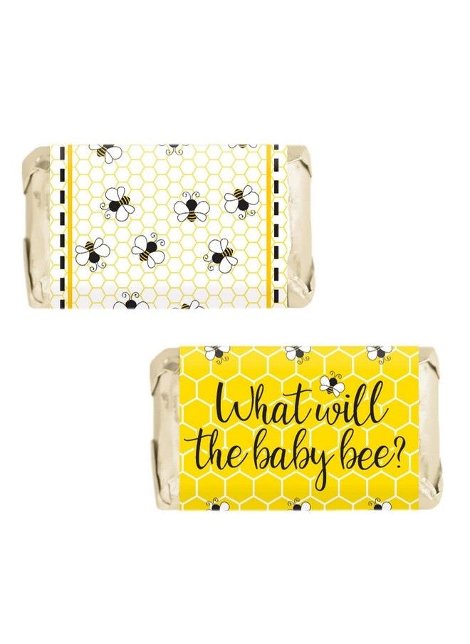 DISTINCTIVS Bumble Bee Baby Gender Reveal Mini Chocolate Candy Bar Wrapper Labels 45 Stickers  - Image 1