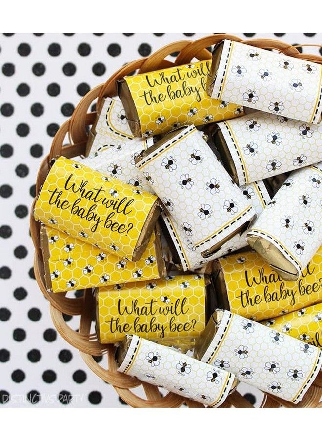 DISTINCTIVS Bumble Bee Baby Gender Reveal Mini Chocolate Candy Bar Wrapper Labels 45 Stickers  - Image 3