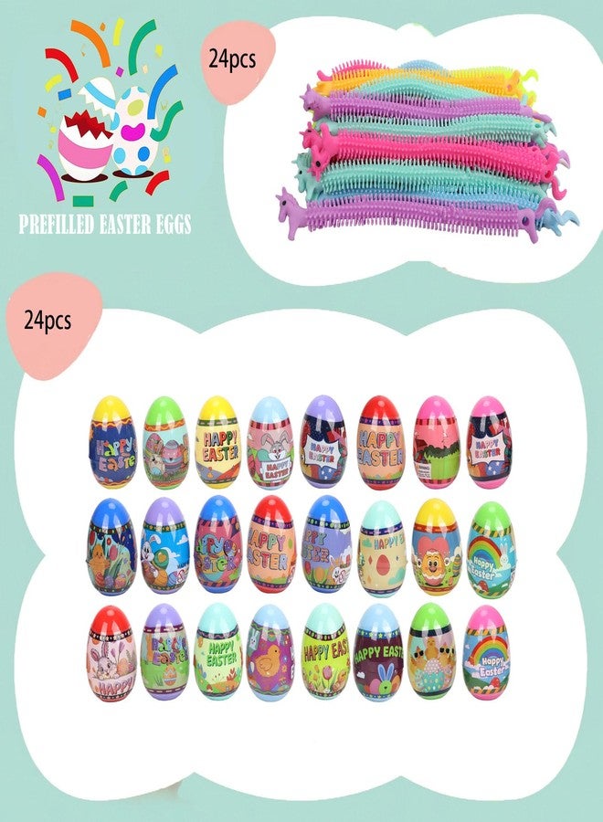 VOMAOK 24Pack Easter Eggs with Stretchy Strings Toy Inside,Prefilled Easter Eggs for Boys Girls Kids, Easter Basket Stuffers,Party Favors,Egg Hunts - Image 2