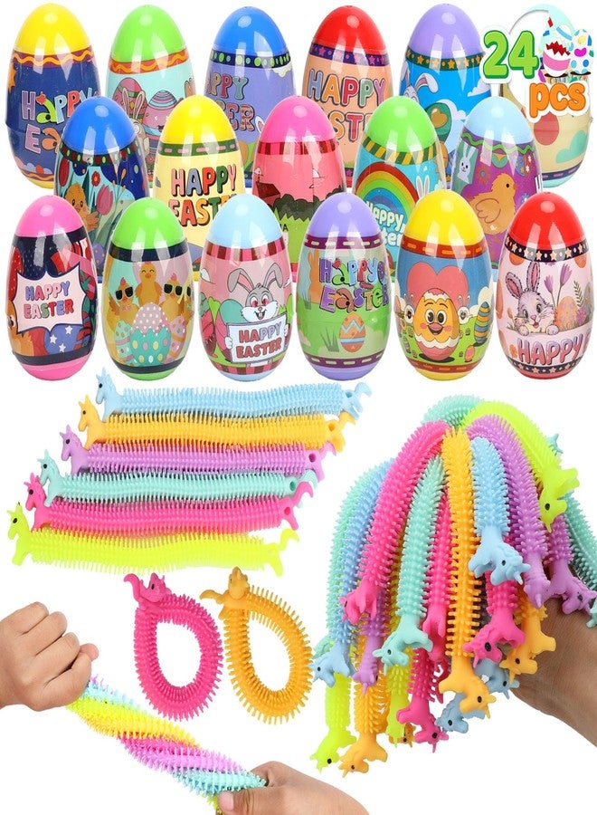 VOMAOK 24Pack Easter Eggs with Stretchy Strings Toy Inside,Prefilled Easter Eggs for Boys Girls Kids, Easter Basket Stuffers,Party Favors,Egg Hunts - Image 1