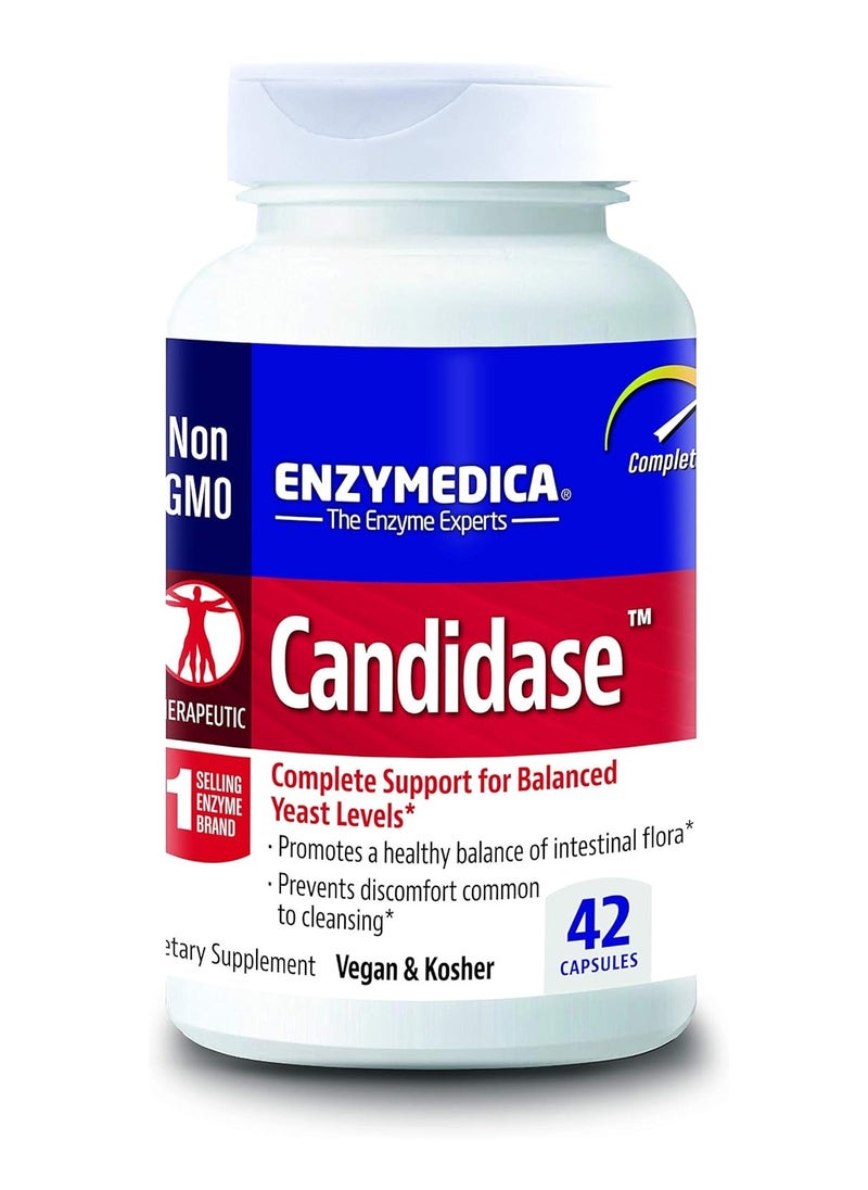 ENZYMEDICA - Candidase Complete Support for Balanced Yeast Level Promote Healthy Balance of Intestinal Flora Prevent Discomfort Common to Cleansing Vegan and Kosher 42 Capsule - Image 1