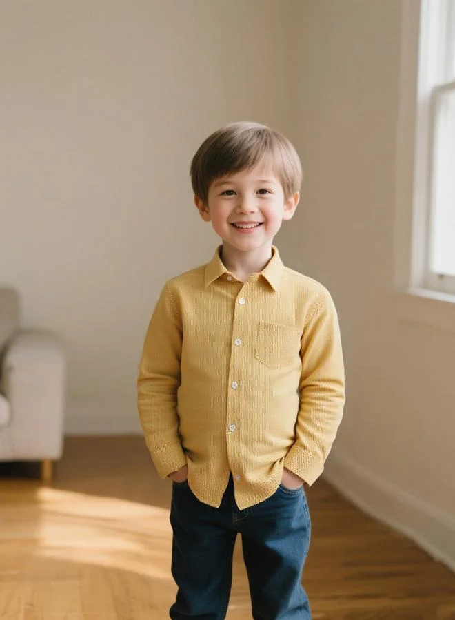 Take Two Take Two Boys Mustard Corduroy Shirt with Buttons