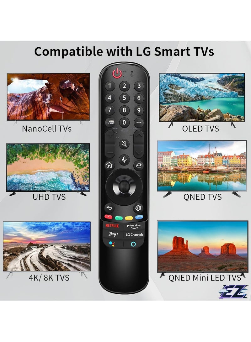 ELTRAZONE جهاز التحكم عن بُعد السحري المتوافق مع تلفزيونات LG MR21GA MR21GC MR22GA MR22GN MR23GA تلفزيون LG 2021 OLED QNED NanoCell UHD 4K 8K مع مؤشر ووظيفة صوتية مع بطارية - Image 2