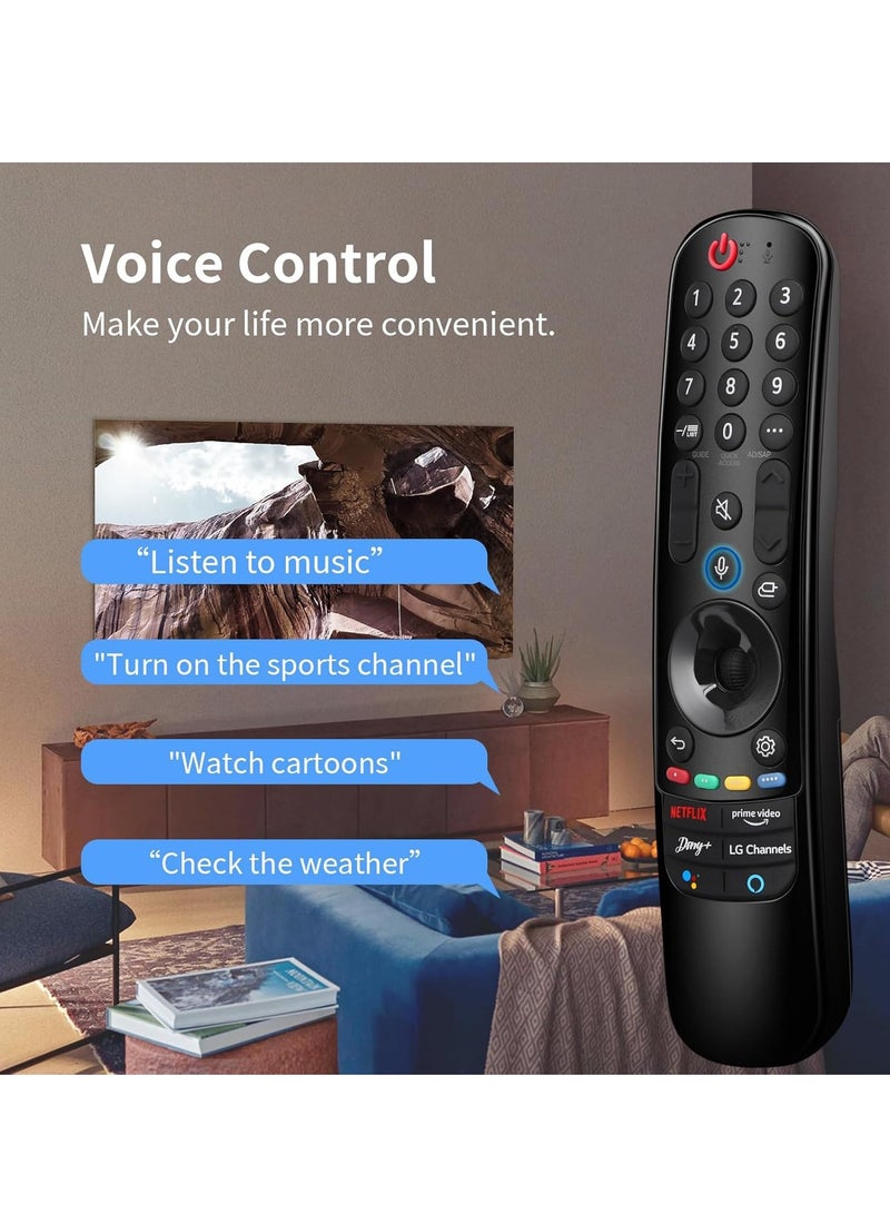 ELTRAZONE جهاز التحكم عن بُعد السحري المتوافق مع تلفزيونات LG MR21GA MR21GC MR22GA MR22GN MR23GA تلفزيون LG 2021 OLED QNED NanoCell UHD 4K 8K مع مؤشر ووظيفة صوتية مع بطارية - Image 5