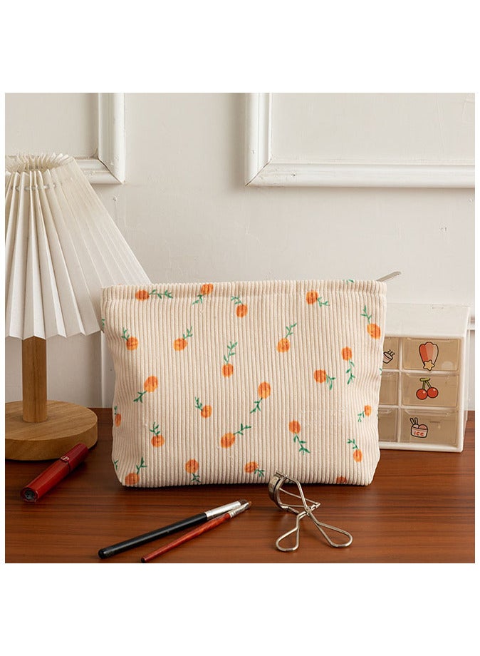 Corduroy Makeup Bag Portable Travel Skincare Storage Bag，Small Zipper Makeup Pouch, Convenient Handbag Storage for Skincare and Makeup Products - Image 1
