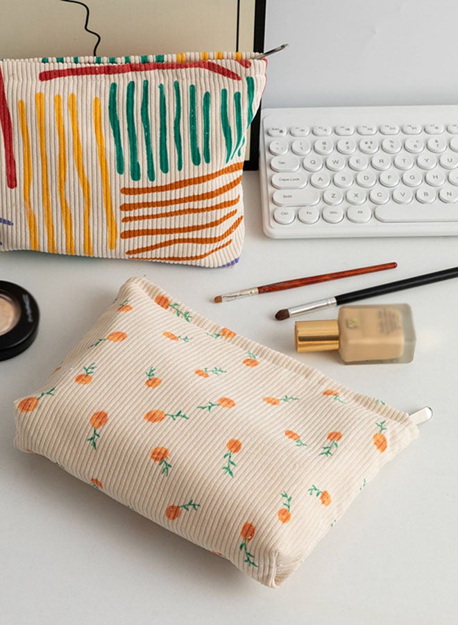 Corduroy Makeup Bag Portable Travel Skincare Storage Bag，Small Zipper Makeup Pouch, Convenient Handbag Storage for Skincare and Makeup Products - Image 4