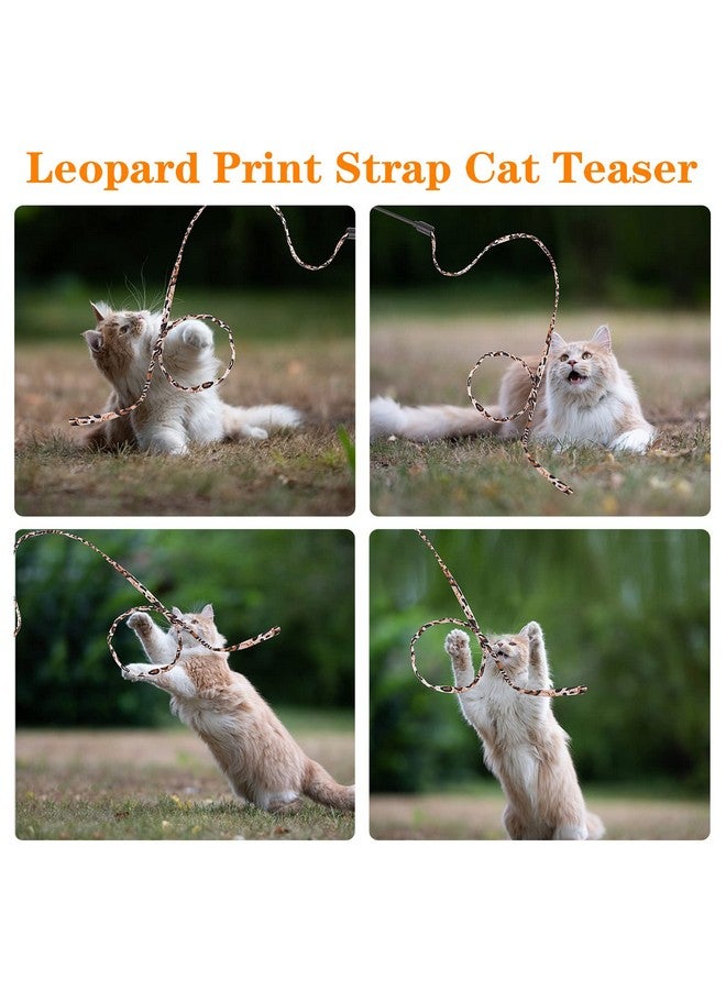 مولين لعبة عصا مولين للقطط، 5 قطع من عصا قوس قزح لتدريب القطط الصغيرة، لعبة تفاعلية لتمرين القطط (30 سم، طبعة جلد النمر) - Image 2