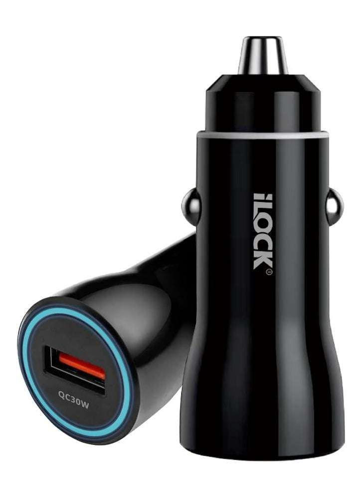 iLOCK - iLOCK 60W Dual Port Car Fast Charger | USB-C & USB-A | PD 30W + QC 30W | LED Indicator - Image 1