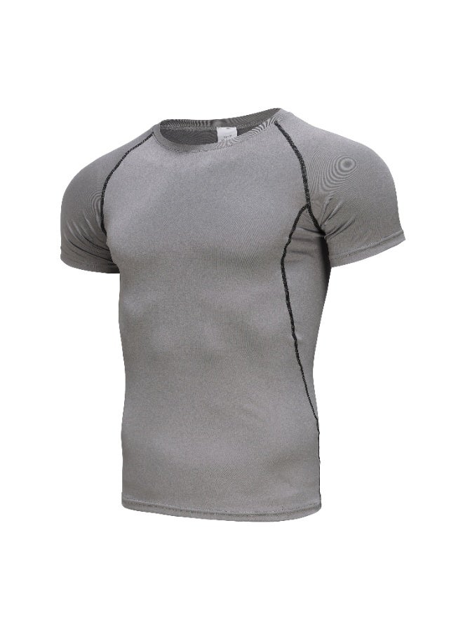 Men's Quick-Dry Athletic Fitted Short-Sleeve T-Shirt, Elastic Compression Top for Fitness Training - Image 2