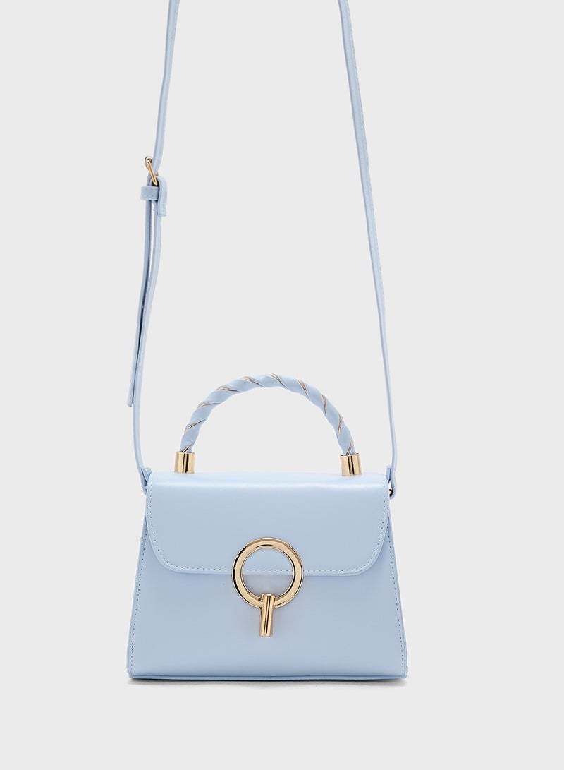 ELLA Metal Closure Braided Handle Satchel Bag  - Image 1