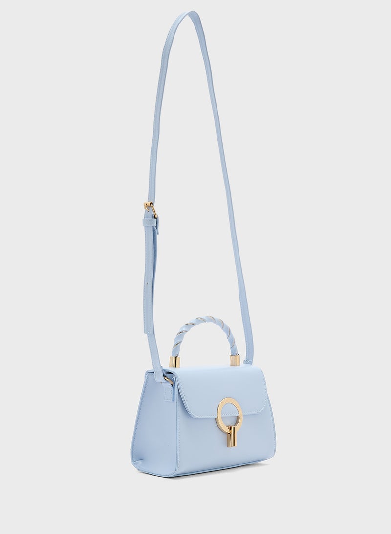ELLA Metal Closure Braided Handle Satchel Bag  - Image 3