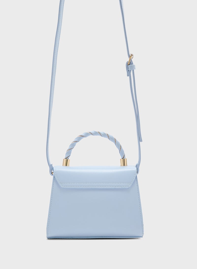 ELLA Metal Closure Braided Handle Satchel Bag  - Image 2