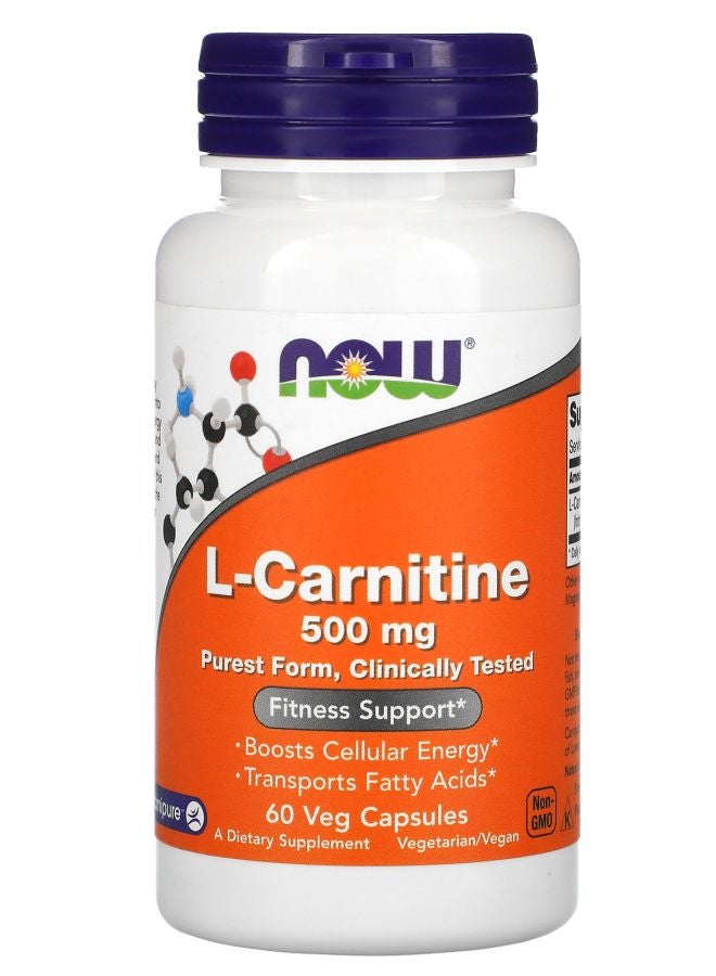 now L-Carnitine 500 mg 60 Veg Capsules