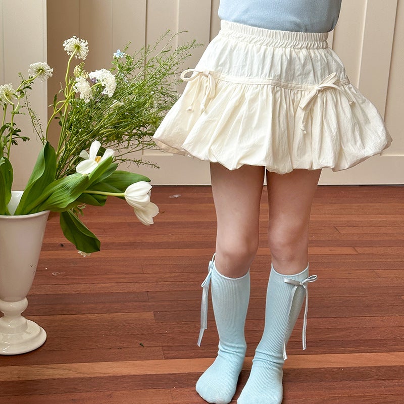 Sweet Butterfly Knot Kids Skirt Summer 2024 Beige  - Image 1
