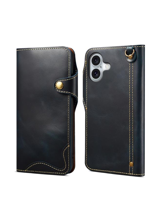 دينيور جراب لهاتف iPhone 16 Plus B01 مصنوع من جلد البقر الشمعي الزيتي بأزرار مغناطيسية من الجلد الأصلي - Image 1