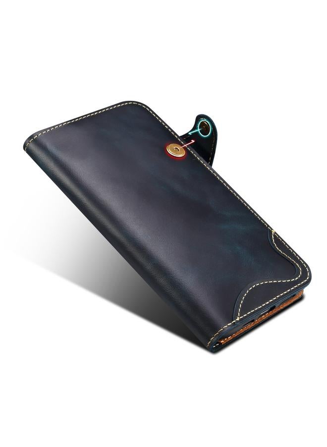 دينيور جراب لهاتف iPhone 16 Plus B01 مصنوع من جلد البقر الشمعي الزيتي بأزرار مغناطيسية من الجلد الأصلي - Image 5