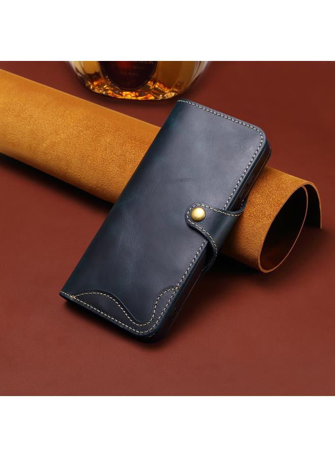 دينيور جراب لهاتف iPhone 16 Plus B01 مصنوع من جلد البقر الشمعي الزيتي بأزرار مغناطيسية من الجلد الأصلي - Image 2