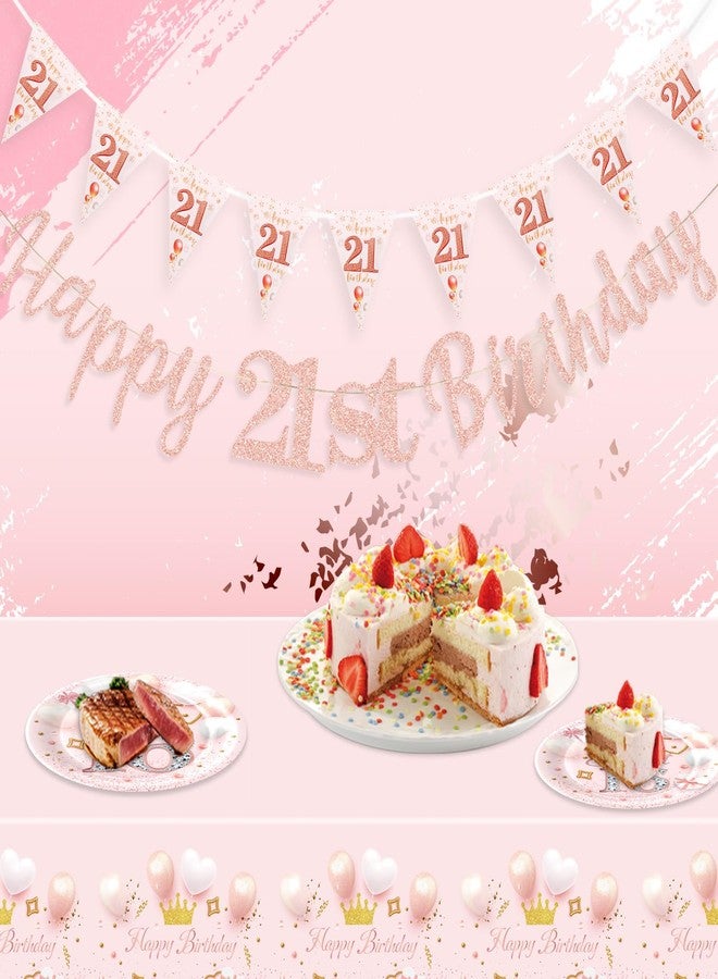 MAGLAUG 21st Birthday Banner Girls women, Happy21stBirthday Banners 21st Birthday Decorations Banners for Women Girls Her Party Dec Rose Gold (Birthday21st) - Image 2