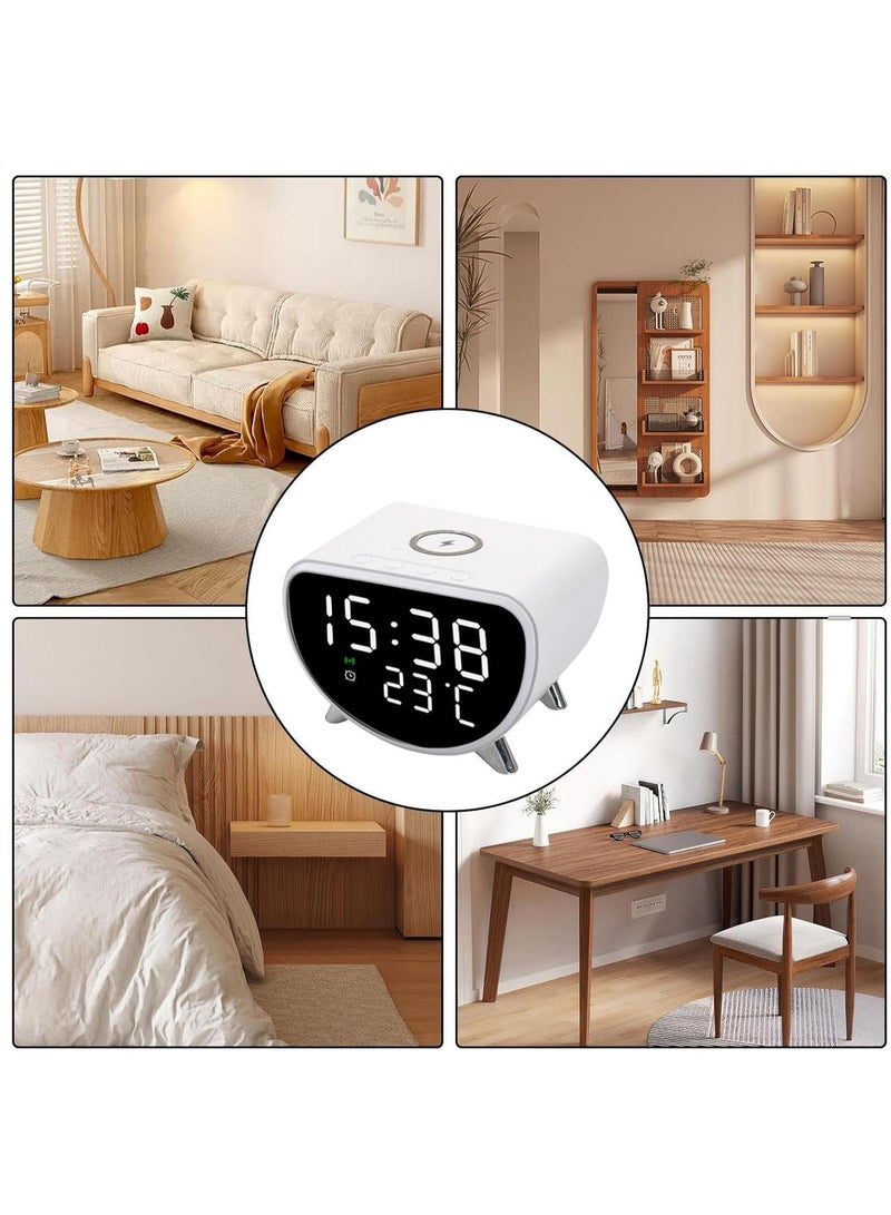 Beauenty Desk Clock with Wireless Charging - Desk LED Alarm Clock with Temperature Meter | 15W Fast Wireless Charger Station, Sleep Timer for Bedroom, Desk - Image 3