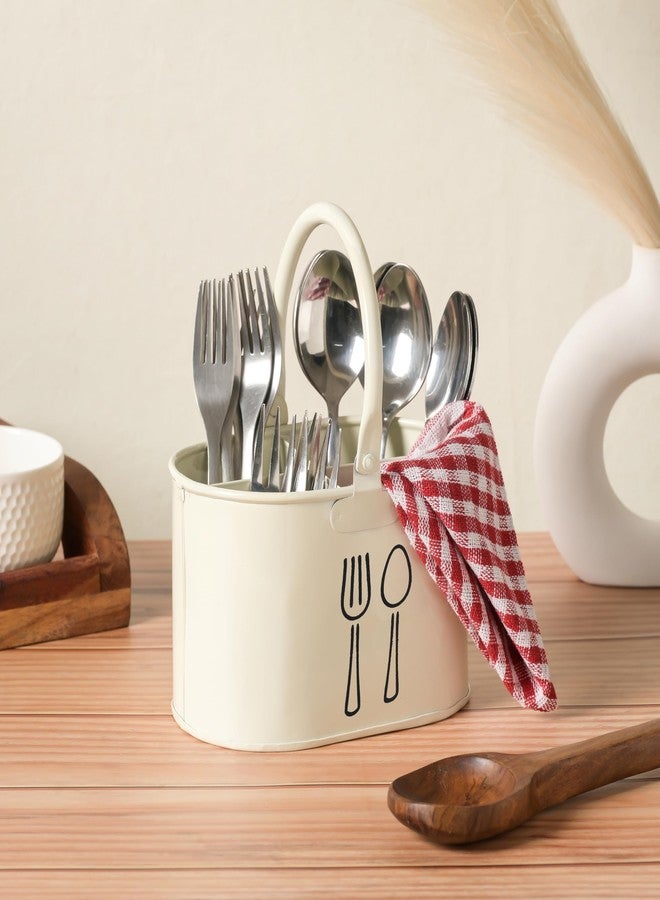Kekezip Metal Cutlery Holder for Kitchen, Spatula Holder for Kitchen Chopstick, Cutlery, Spoon Stand for Kitchen Organizer Stand Dining Table (White) - Image 2