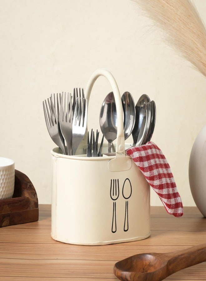 Kekezip Metal Cutlery Holder for Kitchen, Spatula Holder for Kitchen Chopstick, Cutlery, Spoon Stand for Kitchen Organizer Stand Dining Table (White) - Image 4