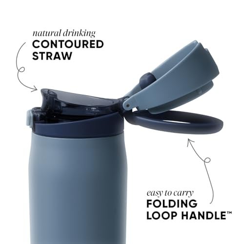 Simple Modern Mesa Loop Water Bottle with Covered Straw and Handle 30oz Cup Holder Friendly Insulated Stainless Steel Bottles for Travel Sports and School Deep Dune - Image 3