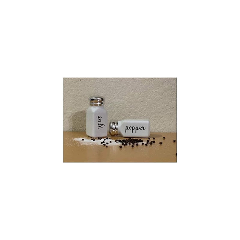 180D Black And White Ceramic Salt & Pepper Shaker Set - Classic Vintage Style - Image 2