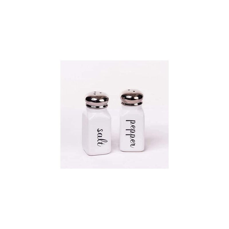 180D Black And White Ceramic Salt & Pepper Shaker Set - Classic Vintage Style - Image 1