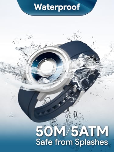 EUTOUR Magnetic Watches for Men 5ATM 40MM Specular Dial Quartz Magnet Watches with Ball Bearings and Silicone Watch Bands Idea for Men Unique Men's Wrist Analog Watch Silver Blue - Image 5