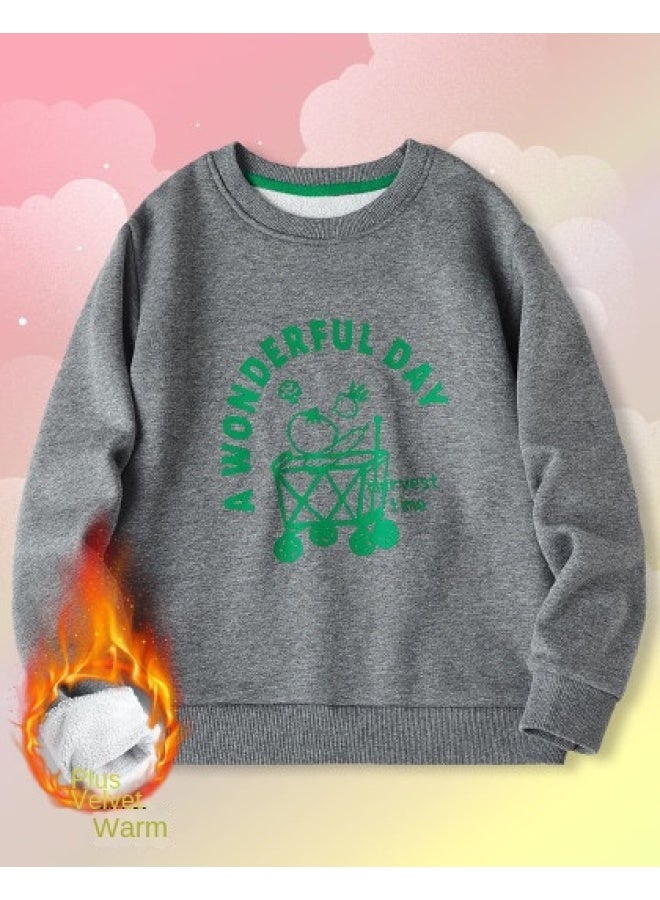 مكد هودي أطفال للأولاد والبنات مبطن بفرو سميك دافئ لفصل الخريف والشتاء قطعة علوية للأطفال الكبار - Image 1