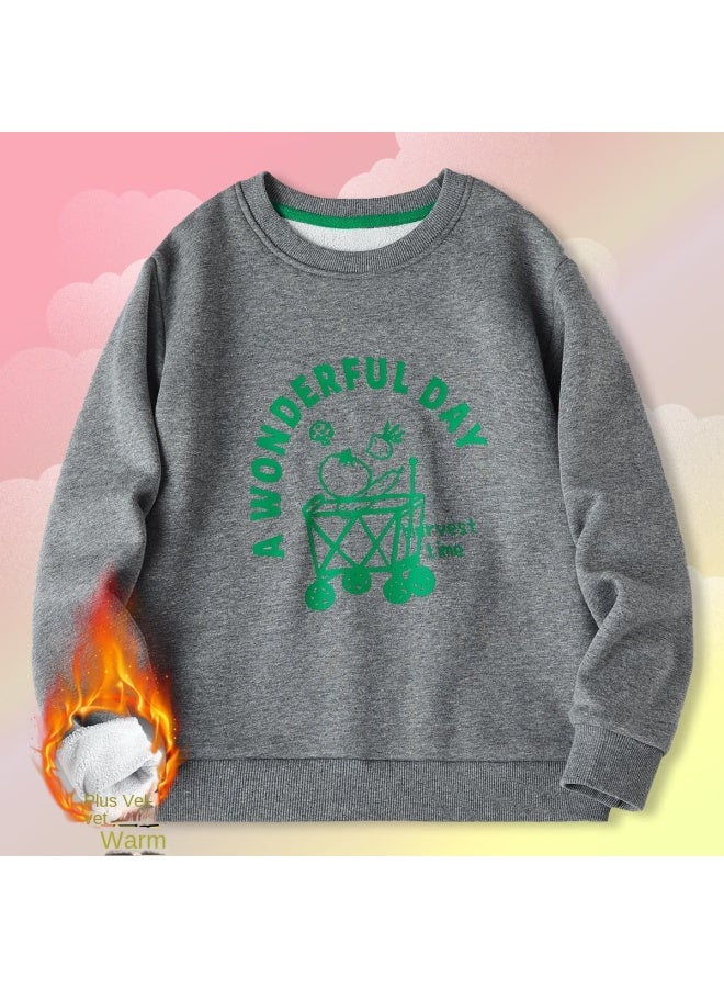 مكد هودي أطفال للأولاد والبنات مبطن بفرو سميك دافئ لفصل الخريف والشتاء قطعة علوية للأطفال الكبار - Image 2