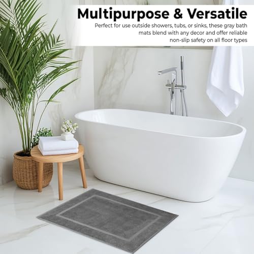 KAHAF COLLECTION Bath Mat Floor Towel Set - Absorbent Cotton Hotel Spa Shower/Bathtub Mats [Not a Bathroom Rug] 22"x34" Pack of 2 - Image 2
