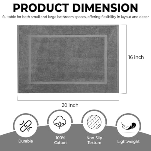 KAHAF COLLECTION Bath Mat Floor Towel Set - Absorbent Cotton Hotel Spa Shower/Bathtub Mats [Not a Bathroom Rug] 22"x34" Pack of 2 - Image 4